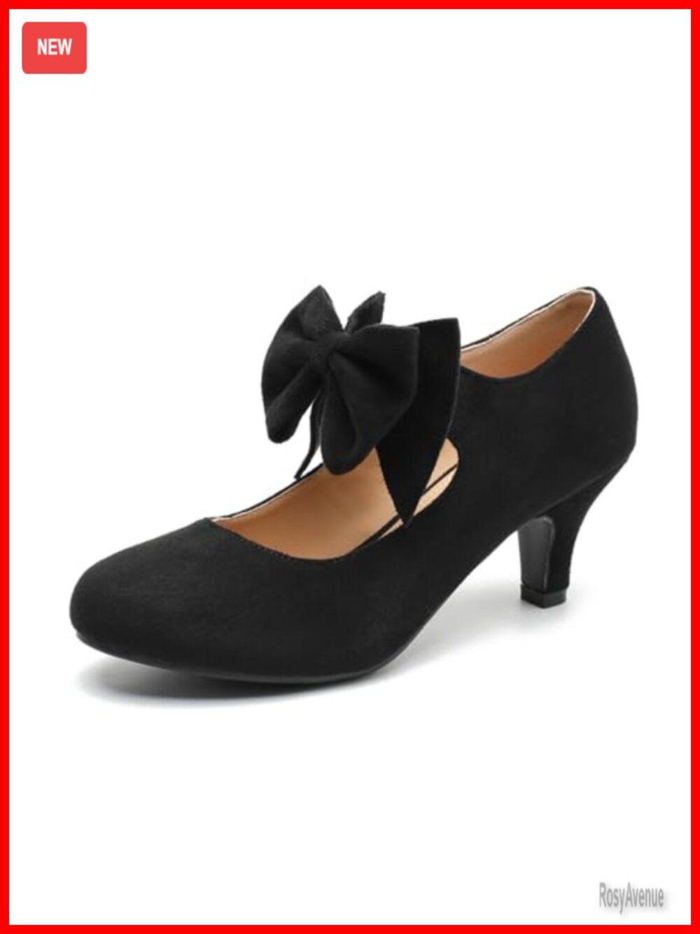 Faux Suede Kitten Heel Mary Jane Pumps Round Toe Ankle Strap Dressy Shoes